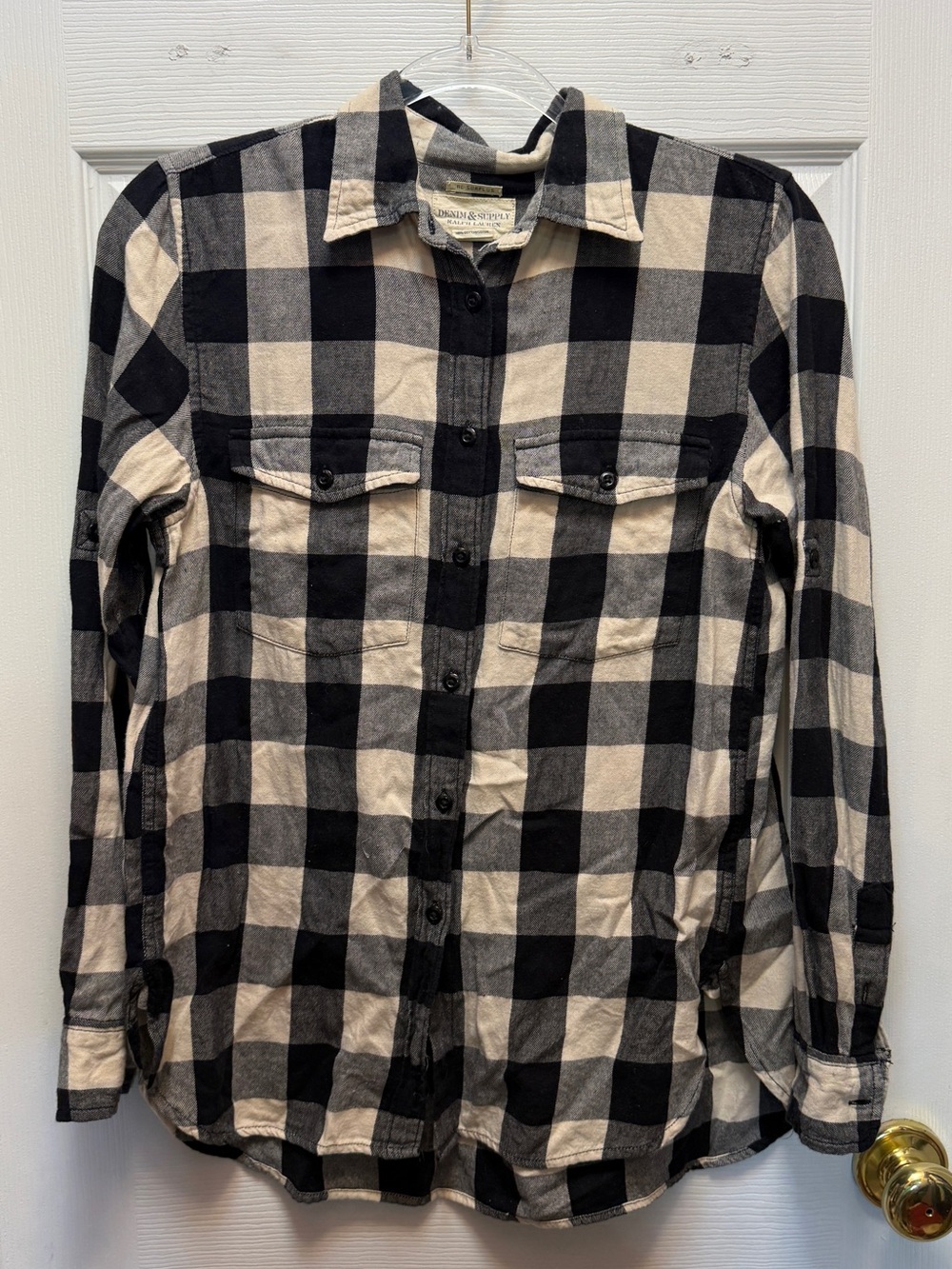 Ralph Lauren Black and Cream Check Button-Down Shirt